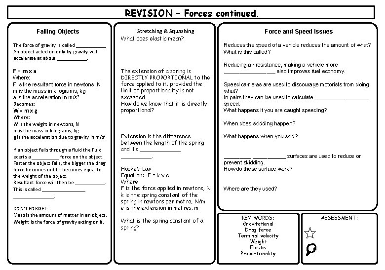 REVISION – Forces continued. Falling Objects The force of gravity is called ______ An