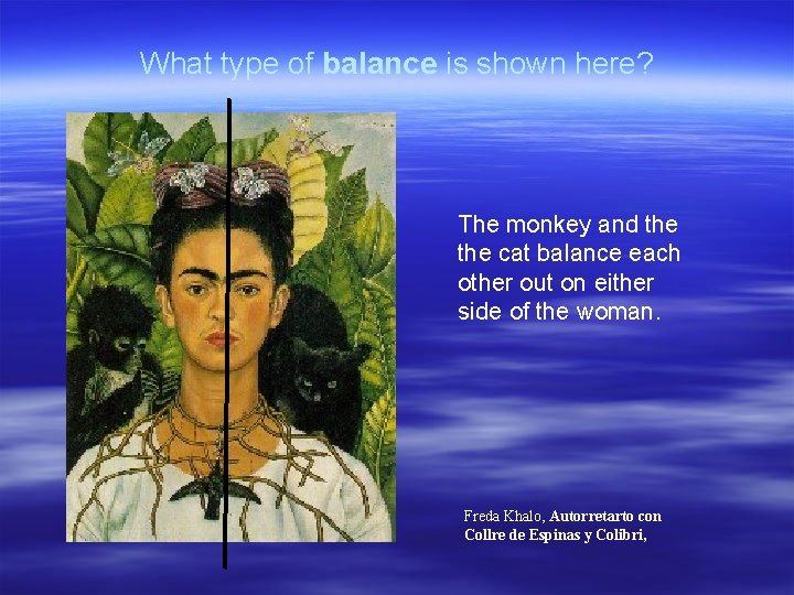 What type of balance is shown here? The monkey and the cat balance each