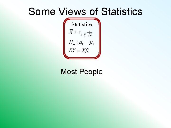 Some Views of Statistics Most People 