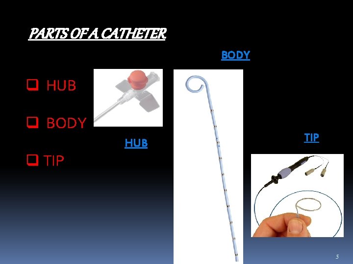 PARTS OF A CATHETER BODY q HUB q BODY HUB TIP q TIP 5 PARTS OF A CATHETER BODY q HUB q BODY HUB TIP q TIP 5