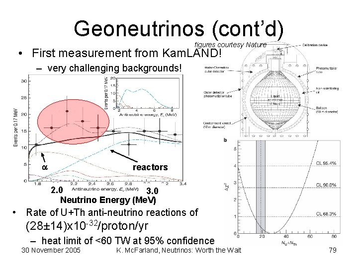 Geoneutrinos (cont’d) figures courtesy Nature • First measurement from Kam. LAND! – very challenging