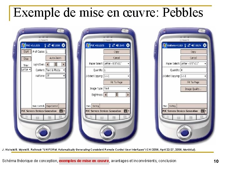 Exemple de mise en œuvre: Pebbles J. Nichols/B. Myers/B. Rothrock "UNIFORM: Automatically Generating Consistent