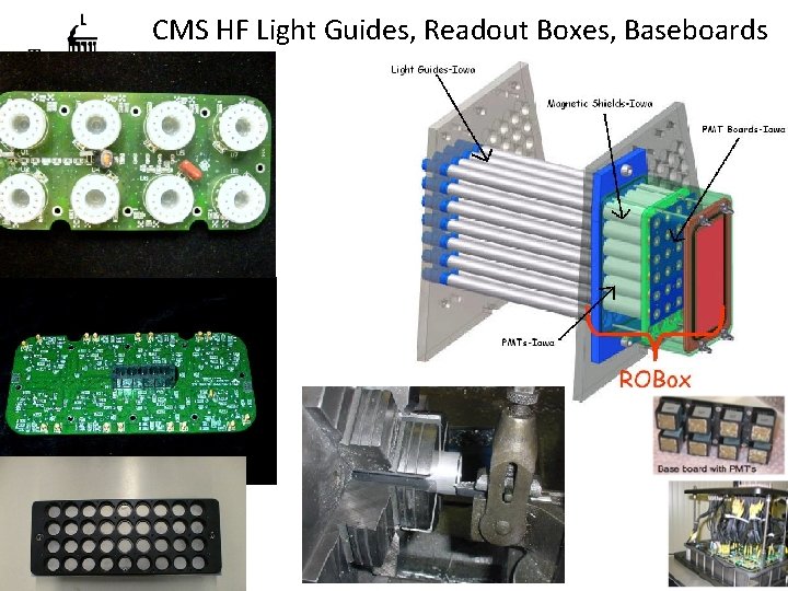 CMS HF Light Guides, Readout Boxes, Baseboards 