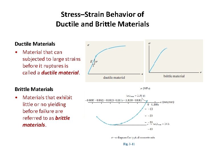 Stress–Strain Behavior of Ductile and Brittle Materials Ductile Materials • Material that can subjected