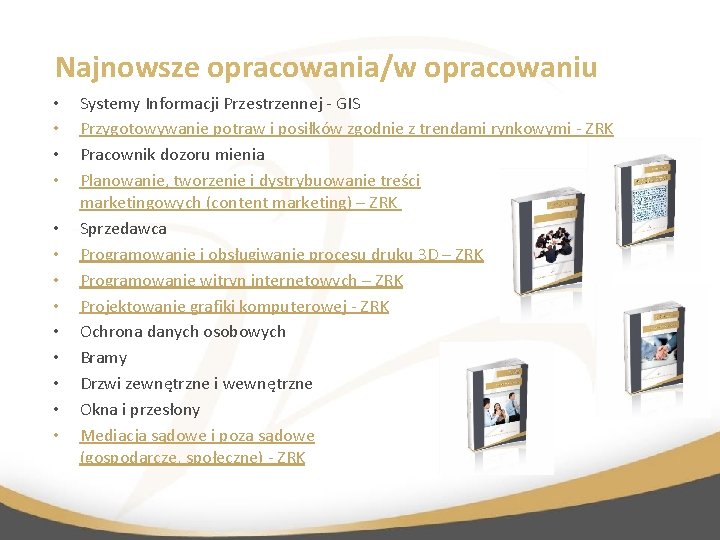 Najnowsze opracowania/w opracowaniu • • • • Systemy Informacji Przestrzennej - GIS Przygotowywanie potraw