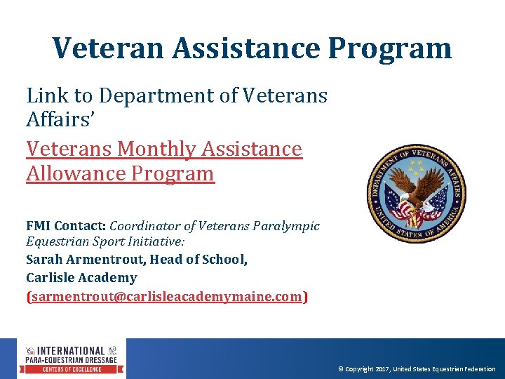 Veteran Assistance Program Link to Department of Veterans Affairs’ Veterans Monthly Assistance Allowance Program