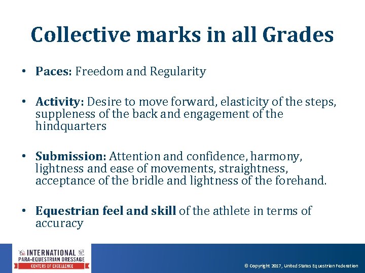 Collective marks in all Grades • Paces: Freedom and Regularity • Activity: Desire to