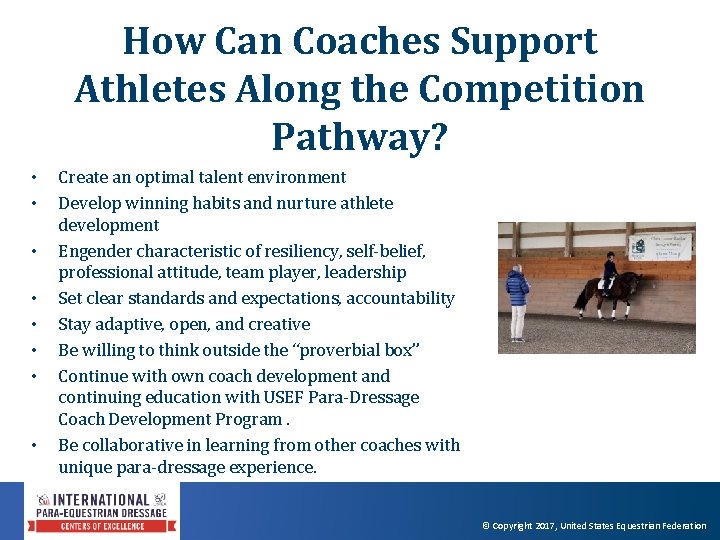How Can Coaches Support Athletes Along the Competition Pathway? • • Create an optimal