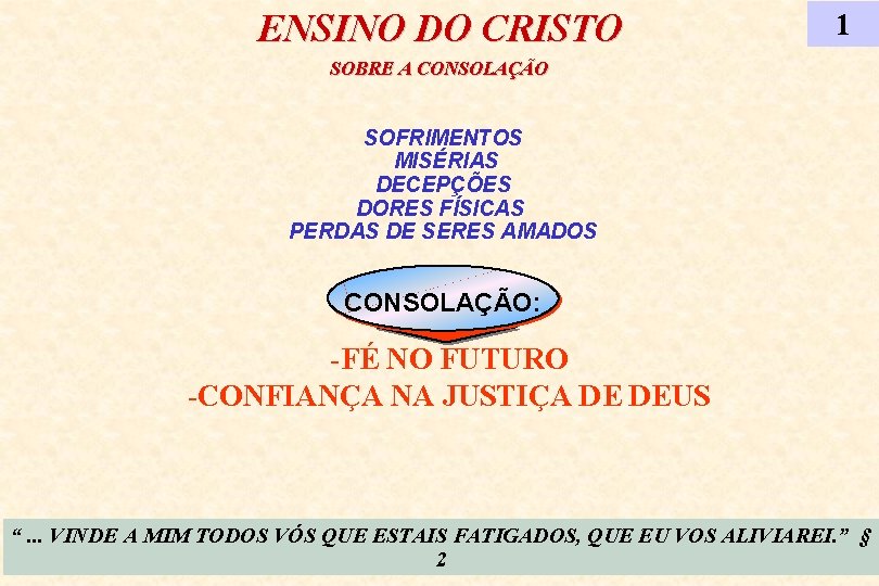 ENSINO DO CRISTO 1 SOBRE A CONSOLAÇÃO SOFRIMENTOS MISÉRIAS DECEPÇÕES DORES FÍSICAS PERDAS DE