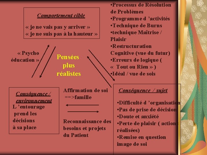 Comportement cible « je ne vais pas y arriver » « je ne suis