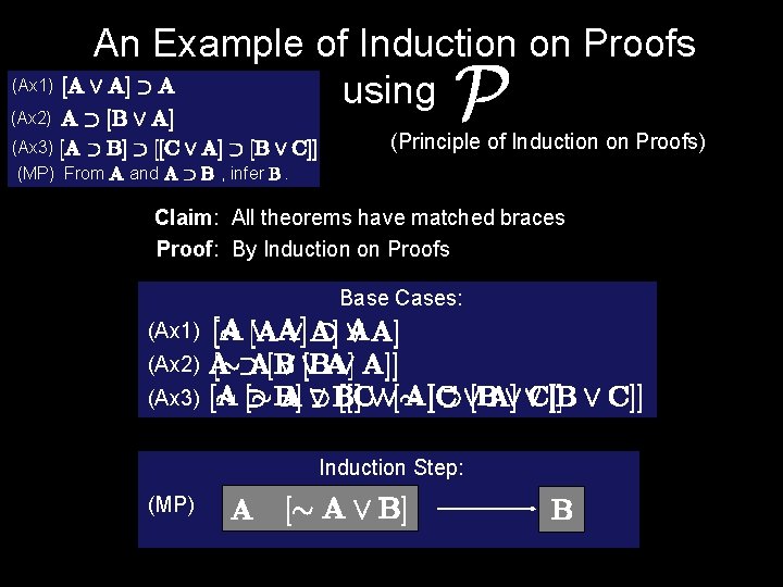 (Ax 1) (Ax 2) An Example of Induction on Proofs using (Ax 3) (MP)