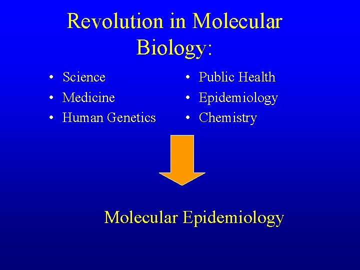 Revolution in Molecular Biology: • Science • Medicine • Human Genetics • Public Health