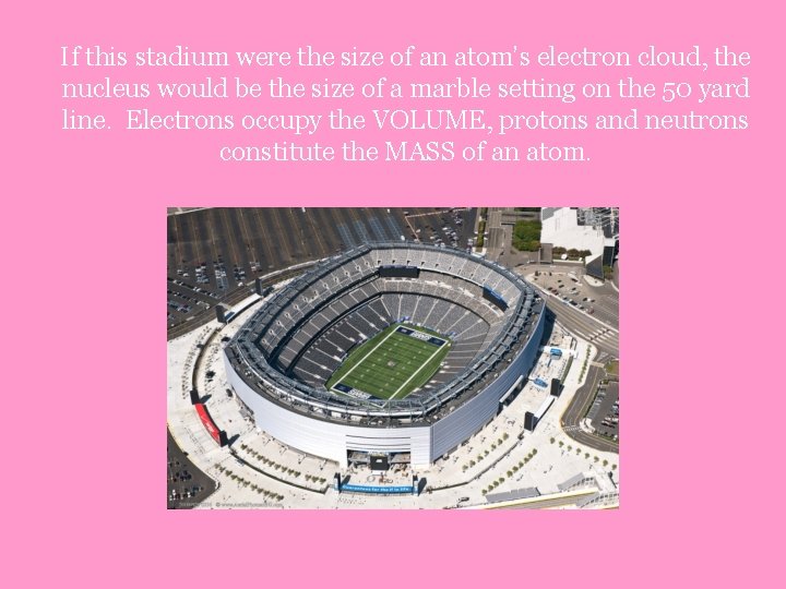 If this stadium were the size of an atom’s electron cloud, the nucleus would