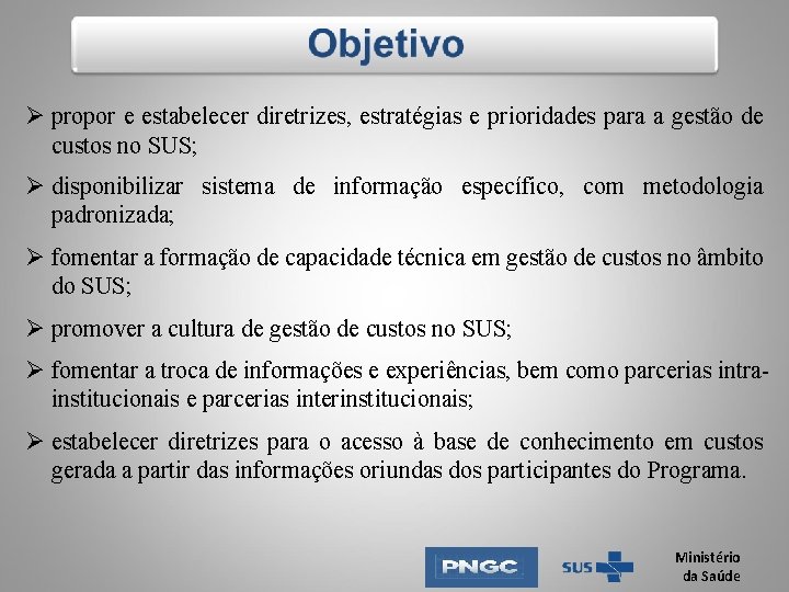 Ø propor e estabelecer diretrizes, estratégias e prioridades para a gestão de custos no Ø propor e estabelecer diretrizes, estratégias e prioridades para a gestão de custos no