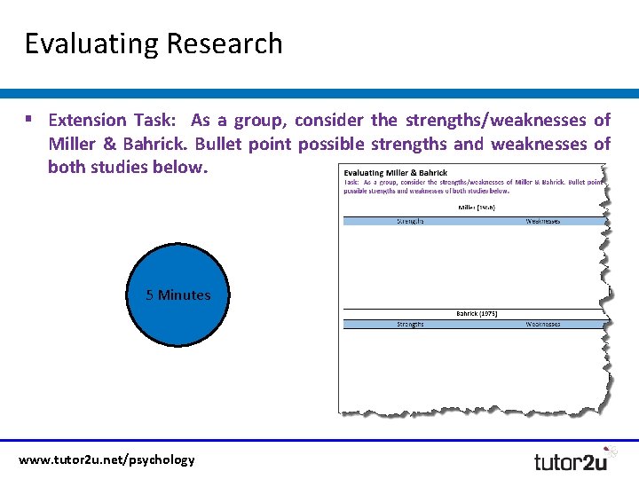 Evaluating Research § Extension Task: As a group, consider the strengths/weaknesses of Miller &