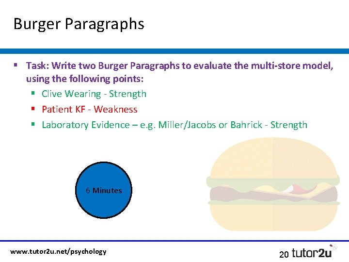 Burger Paragraphs § Task: Write two Burger Paragraphs to evaluate the multi-store model, using