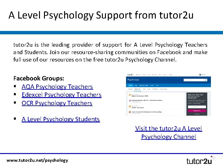 A Level Psychology Support from tutor 2 u is the leading provider of support