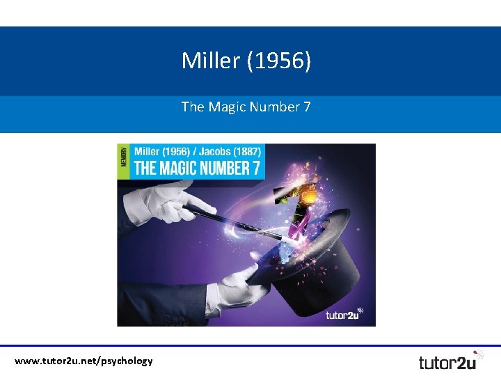 Miller (1956) The Magic Number 7 www. tutor 2 u. net/psychology 