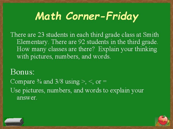 Week 1 1 Math CornerMonday Are the number
