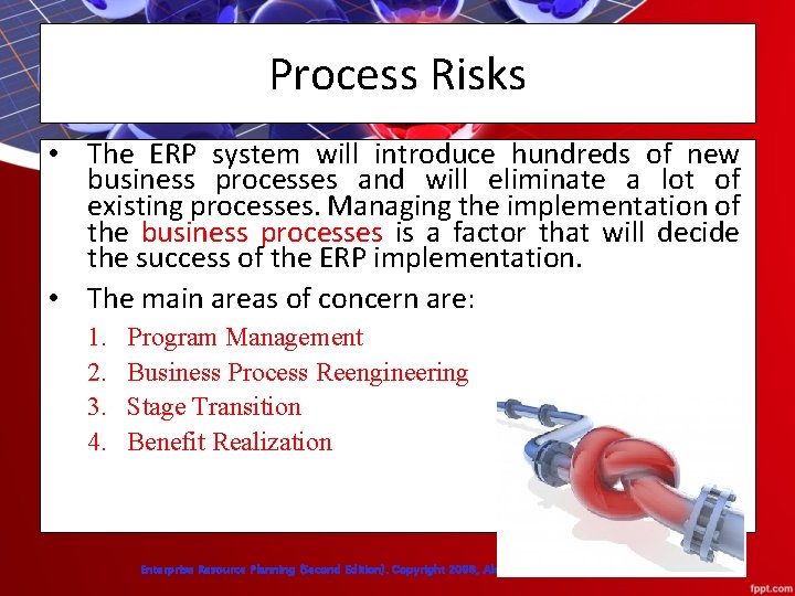 Process Risks • The ERP system will introduce hundreds of new business processes and