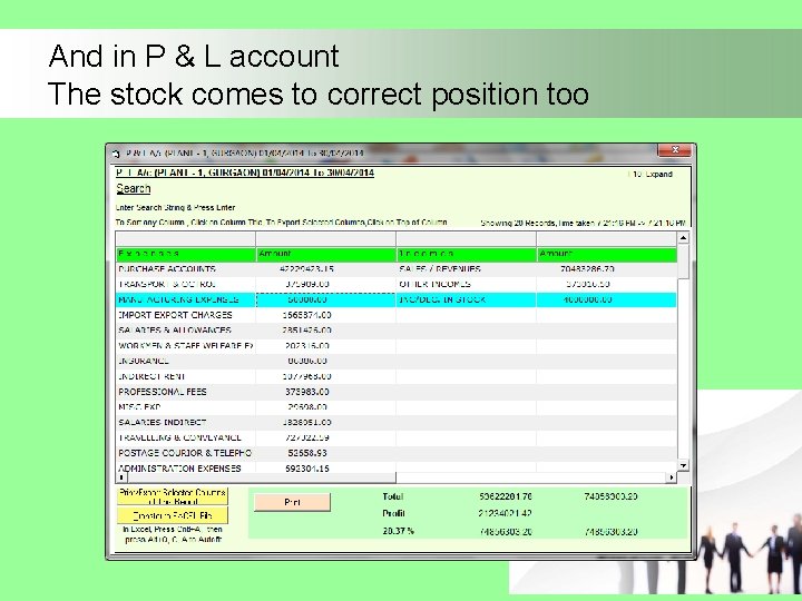 And in P & L account The stock comes to correct position too 
