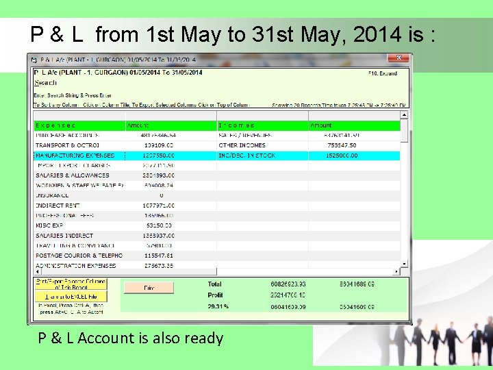 P & L from 1 st May to 31 st May, 2014 is :