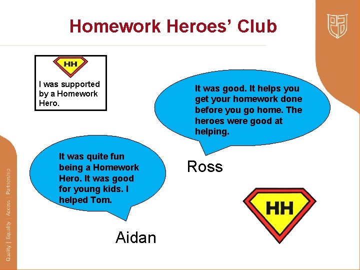 Homework Heroes’ Club I was supported by a Homework Hero. It was good. It