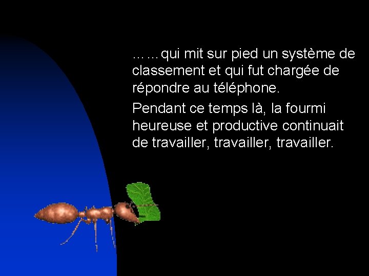 ……qui mit sur pied un système de classement et qui fut chargée de répondre