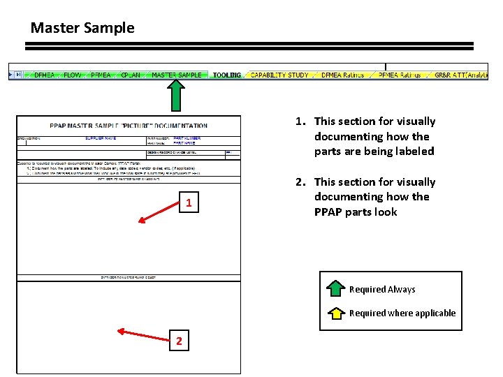 Master Sample 1. This section for visually documenting how the parts are being labeled