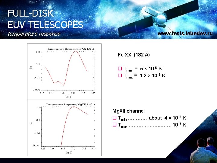 FULL-DISK EUV TELESCOPES temperature response www. tesis. lebedev. ru Fe XX (132 A) q