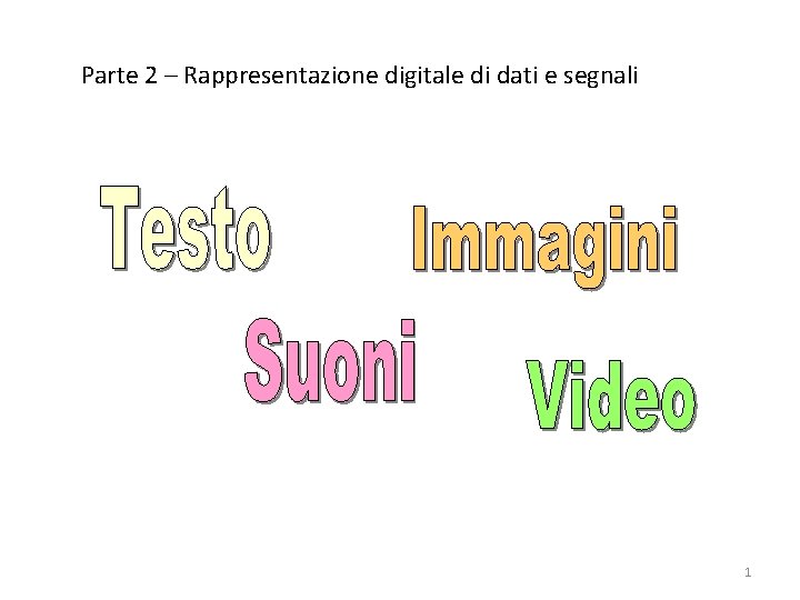 Parte 2 – Rappresentazione digitale di dati e segnali 1 