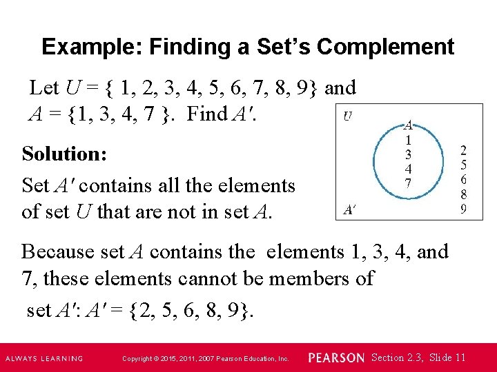 CHAPTER 2 Set Theory Copyright 2015 2011 2007
