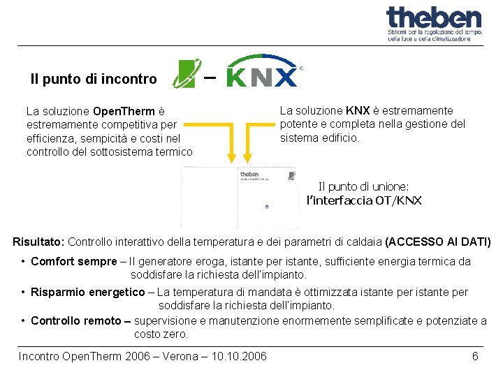 Il punto di incontro La soluzione Open. Therm è estremamente competitiva per efficienza, sempicità