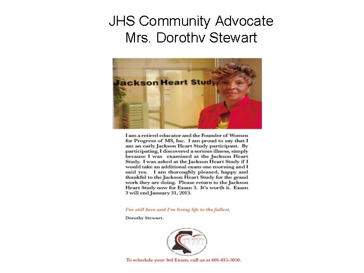 JHS Community Advocate Mrs. Dorothy Stewart 
