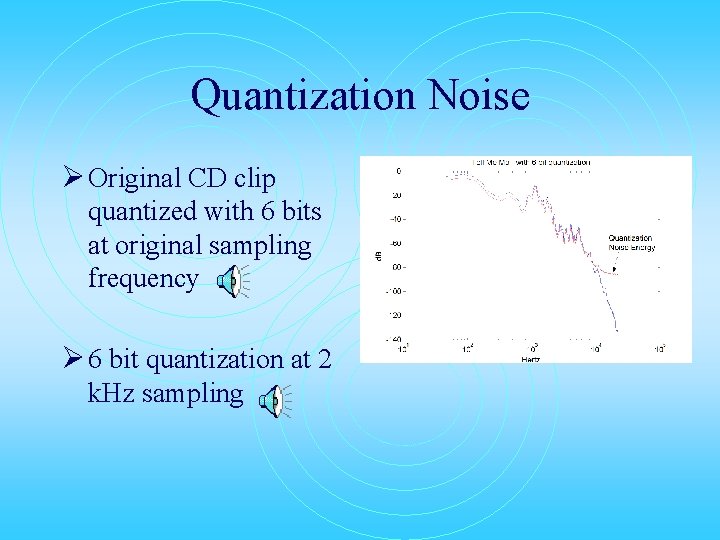 Quantization Noise Ø Original CD clip quantized with 6 bits at original sampling frequency