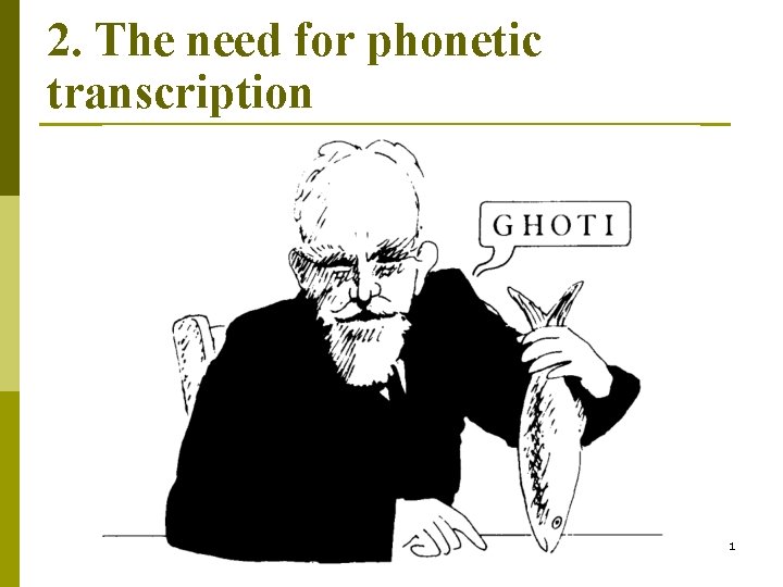 2. The need for phonetic transcription 1 