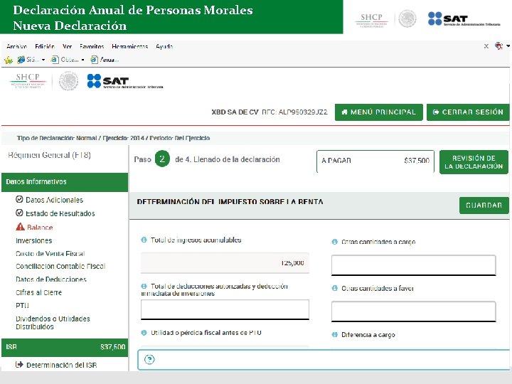 Declaración Anual de Personas Morales Nueva Declaración 