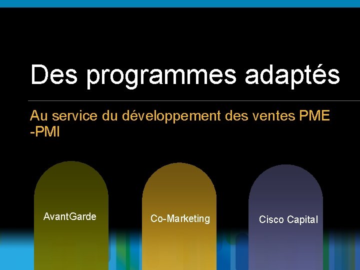 Des programmes adaptés Au service du développement des ventes PME -PMI Avant. Garde Co-Marketing