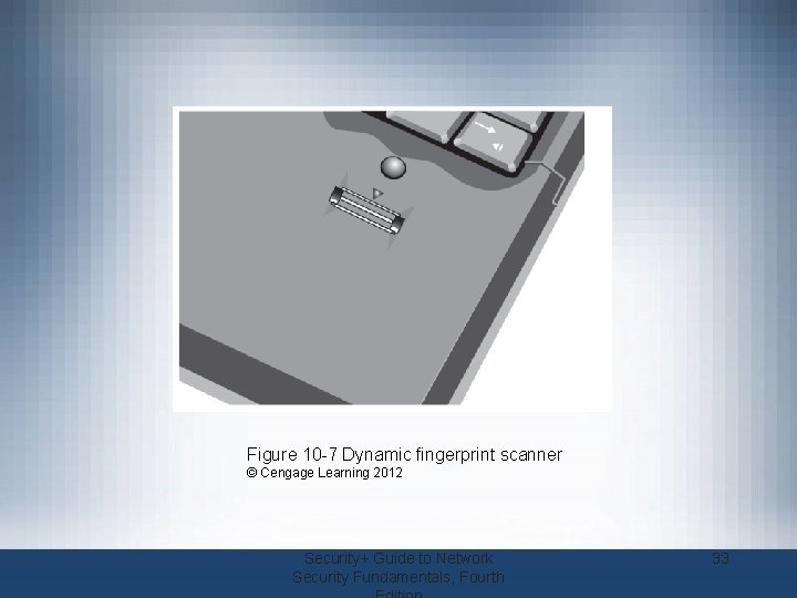 Figure 10 -7 Dynamic fingerprint scanner © Cengage Learning 2012 Security+ Guide to Network