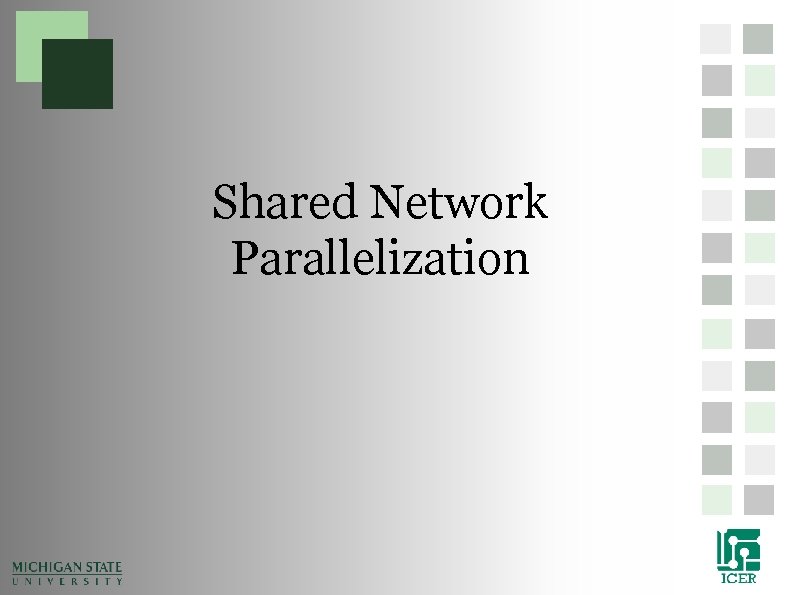 Shared Network Parallelization Shared Network Parallelization