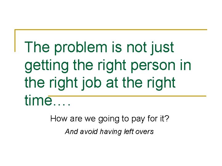 The problem is not just getting the right person in the right job at