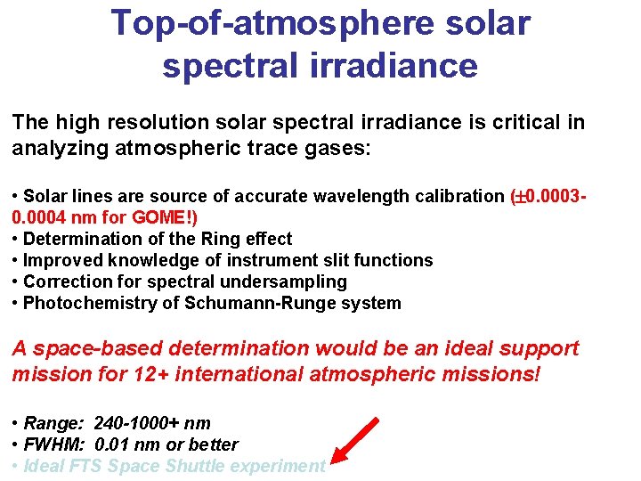 Top-of-atmosphere solar spectral irradiance The high resolution solar spectral irradiance is critical in analyzing