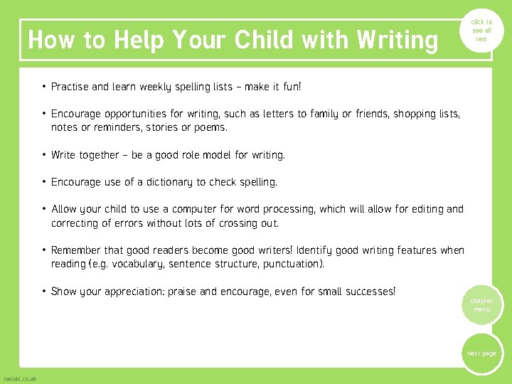 How to Help Your Child with Writing click to see all text • Practise