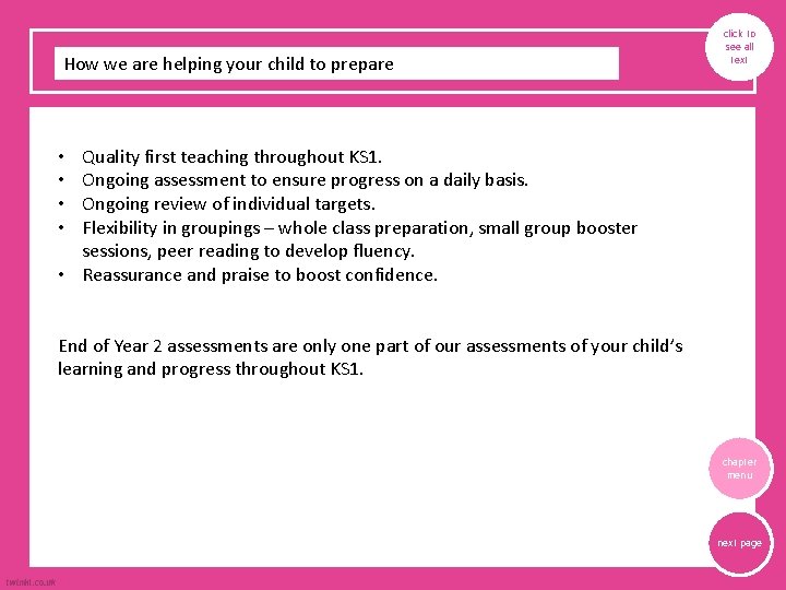 How we are helping your child to prepare click to see all text •