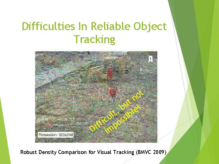 Difficulties In Reliable Object Tracking t o n t u ! b t, ible