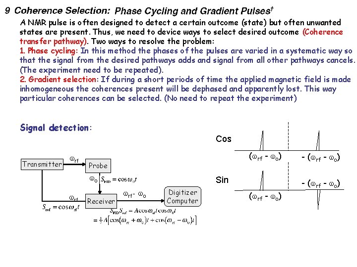 A NMR pulse is often designed to detect a certain outcome (state) but often