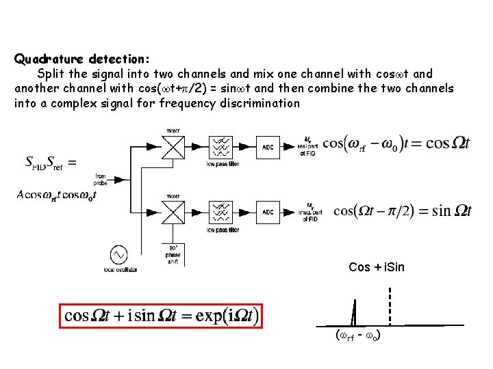 Quadrature detection: Split the signal into two channels and mix one channel with cos