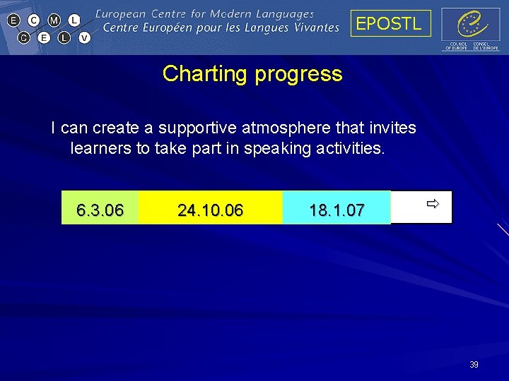 EPOSTL Charting progress I can create a supportive atmosphere that invites learners to take EPOSTL Charting progress I can create a supportive atmosphere that invites learners to take