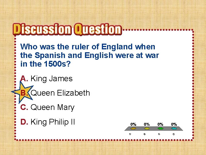 Who was the ruler of England when the Spanish and English were at war