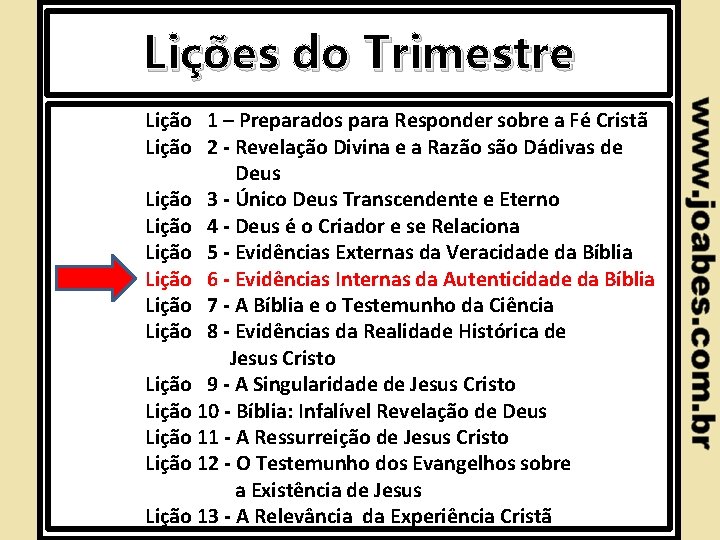 Lições do Trimestre Lição 1 – Preparados para Responder sobre a Fé Cristã Lição